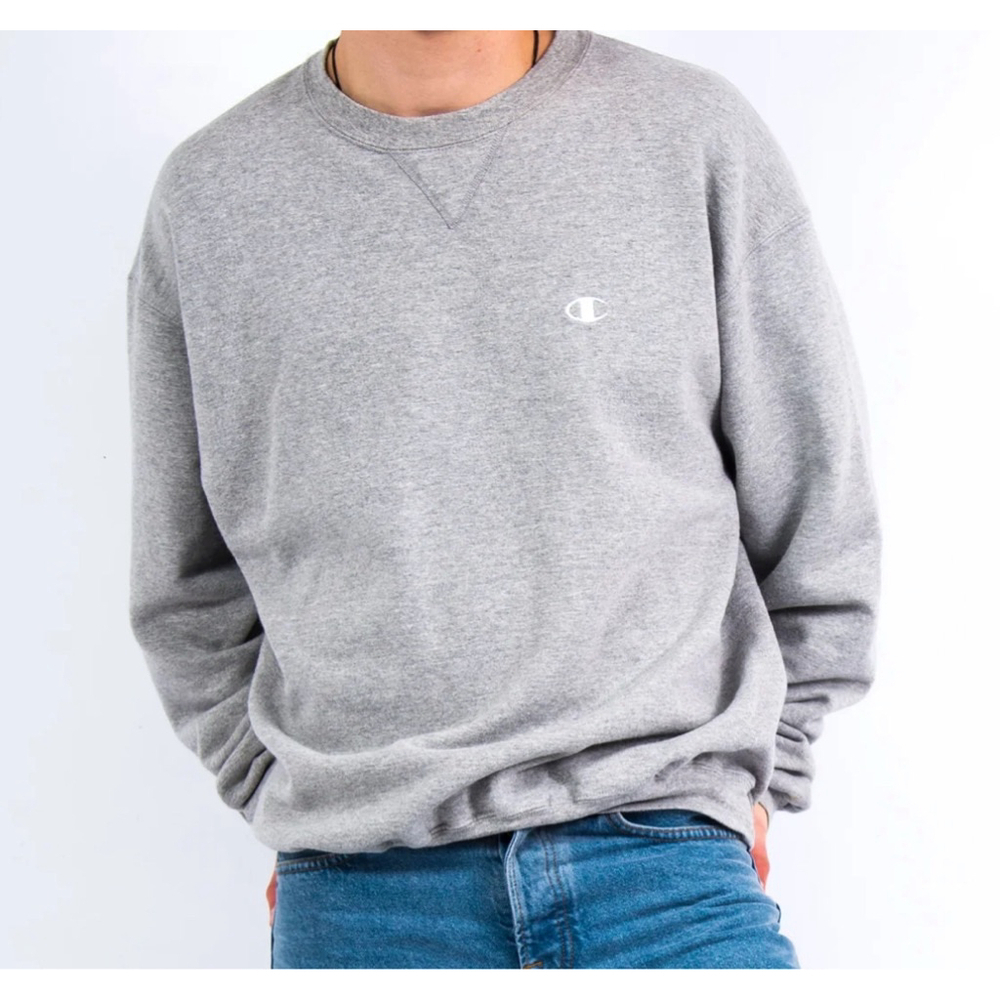 Men’s VTG Champion Crew Neck Sweatshirt Gray essentials basic size large